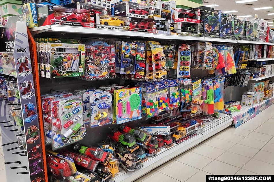 Store aisle full of toys
