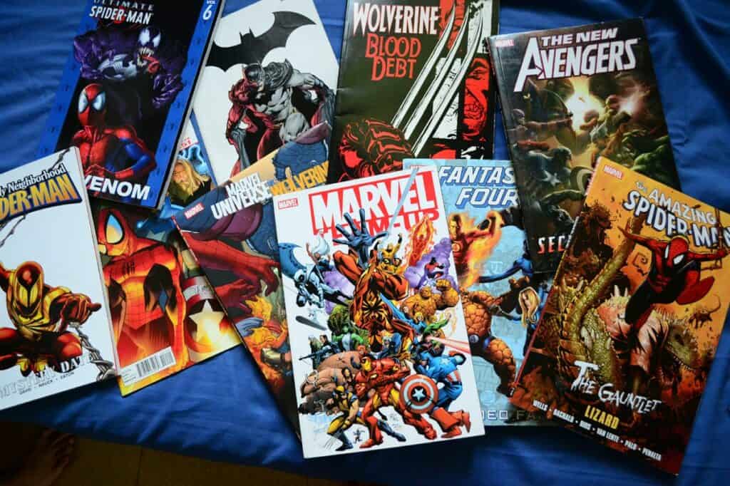 Stack of Marvel Comic books