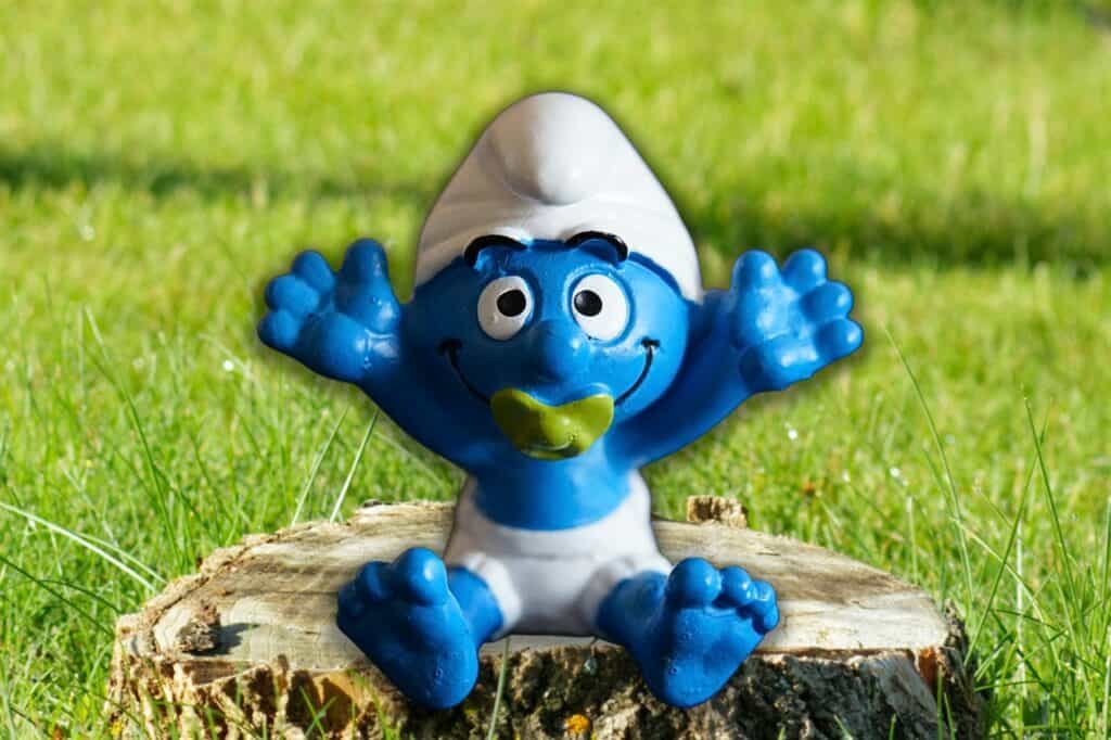 A baby Smurf fresh from the stork